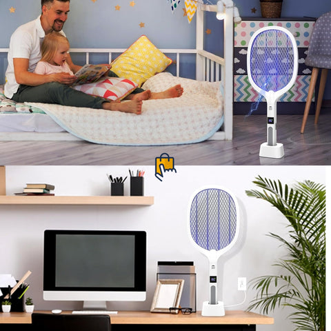 electric bug zapper racket placed in rooms