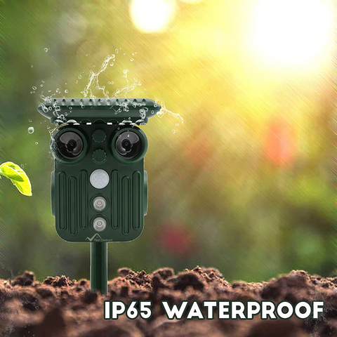 Ultrasonic Solar Animal Repeller Pack of 2 - 5 Adjustable Modes - Get Rid of Deer, Squirrels, and Raccoons in 48 Hours