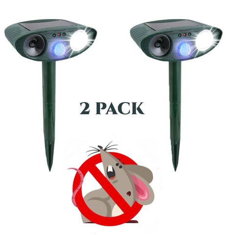 Ultrasonic Outdoor Mice Repeller PACK of 2 - Solar Powered - Get Rid of Mice