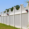 Image of motion detector strobe light, installed on a fence