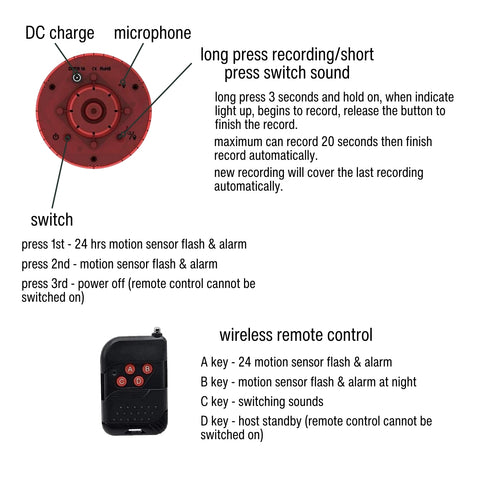 motion detector strobe light, details