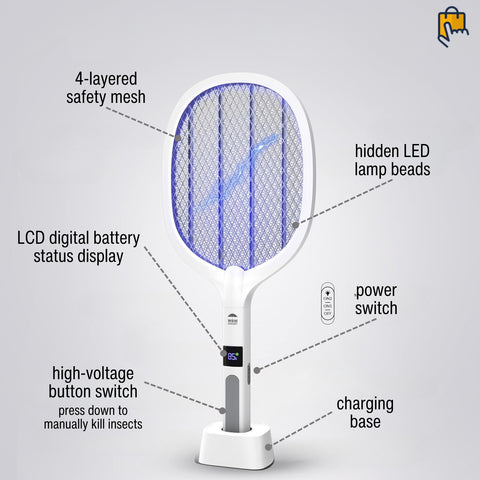 details of electric bug zapper racket