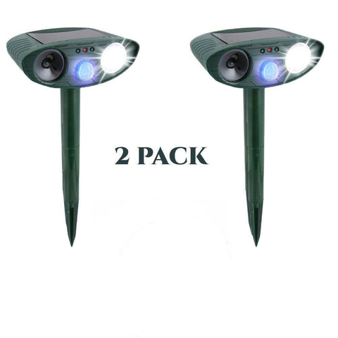Ultrasonic Outdoor Mice Repeller PACK of 2 - Solar Powered - Get Rid of Mice