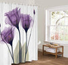 Image of Shower Curtain with Metal Hooks, 72" x 72" - Purple Flower