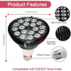 Image of Red Light Therapy Lamp - Clamp and Bulb Set - 54W 18 LED