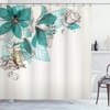 Image of Shower Curtain with Metal Hooks, 72" x 72" - Mint Flower