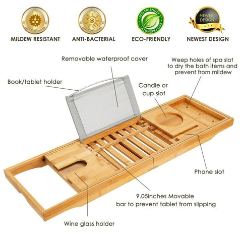 Bamboo Luxury Caddy Bathtub Tray