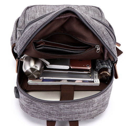Men's Waterproof Backpack with USB - Grey