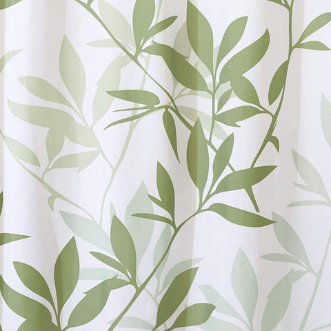Shower Curtain with Metal Hooks, 72" x 72" - Green Leaves