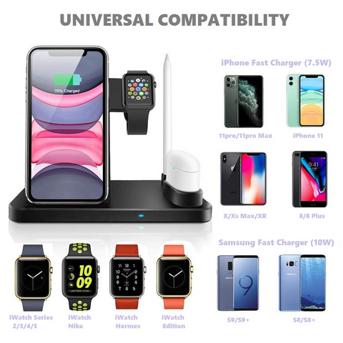 Wireless Charger 4 in 1 Compatible - Adapter Included