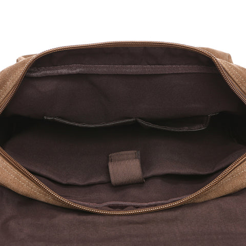 Men's Messenger Bag -  Retro Canvas Shoulder Bag - Light Brown