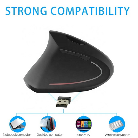 Smartonica 2.4G Wireless Vertical Optical Mouse with USB Receiver - Left Hand