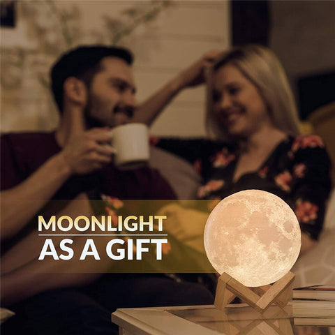 3D Print Moon Lamp Light with Stand - USB Rechargeable
