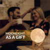 Image of 3D Print Moon Lamp Light with Stand - USB Rechargeable