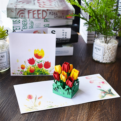 3D Tulips Pop Up Card and Envelope