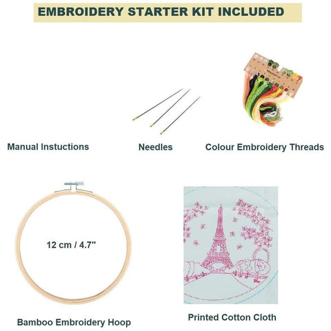 Embroidery Starter Kit with Pattern Eiffel Tower