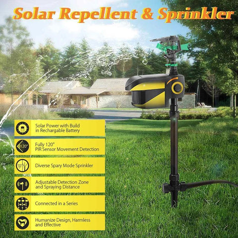 Solar Powered Motion Activated Squirrel & Chipmunk Sprinkler PACK of 2 - Get Rid Of Chipmunks