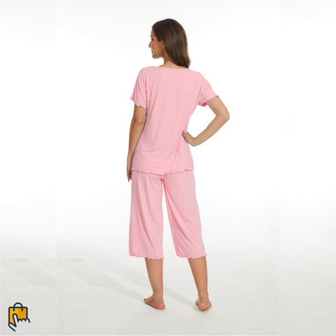 bamboo viscose pajama set, baby pink