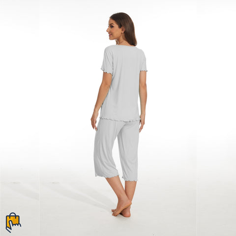 bamboo viscose pajama set, light gray