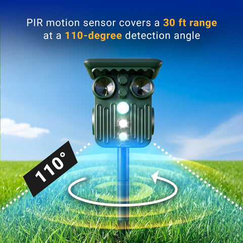 Ultrasonic Solar Animal Repeller - 5 Adjustable Modes