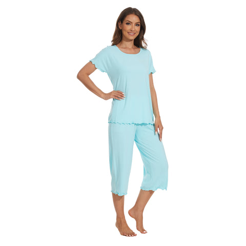 bamboo viscose pajama set, aqua green