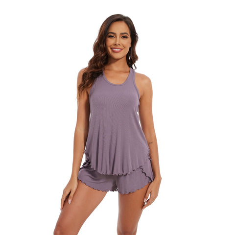 top tank bamboo viscose pajamas, purple gray