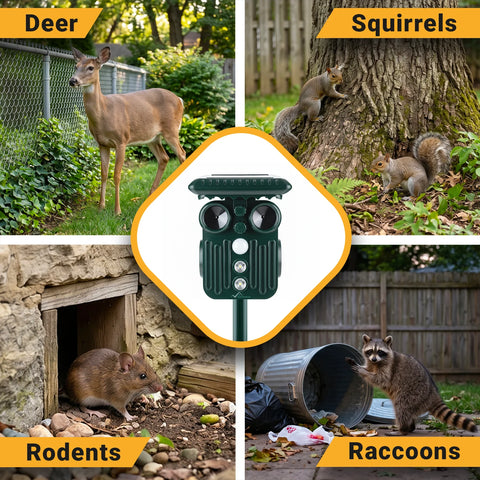Ultrasonic Solar Animal Repeller - 5 Adjustable Modes
