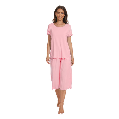 bamboo viscose pajama set, baby pink