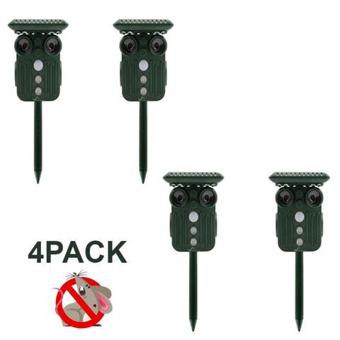 Ultrasonic Solar Mice Repeller PACK of 4 - 5 Adjustable Modes - Get Rid of Mice in 48 Hours