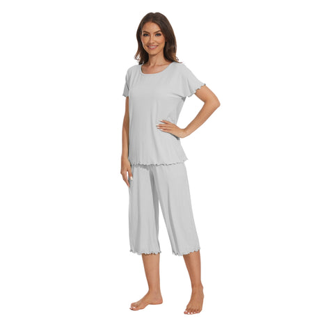 bamboo viscose pajama set, light gray