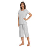 Image of bamboo viscose pajama set, light gray