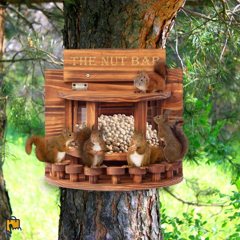 Squirrel Feeder Wooden Outdoor Nut Bar
