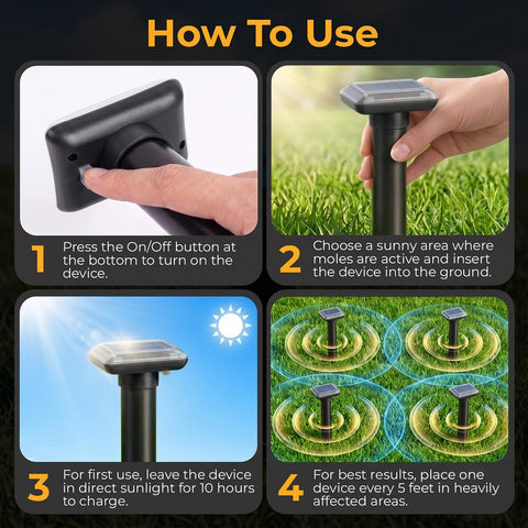 Mole Repellent Solar Powered - 4 pack
