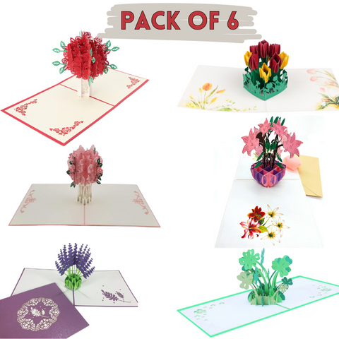 3D Pop Up Flower Cards - 6 in 1 Bundle