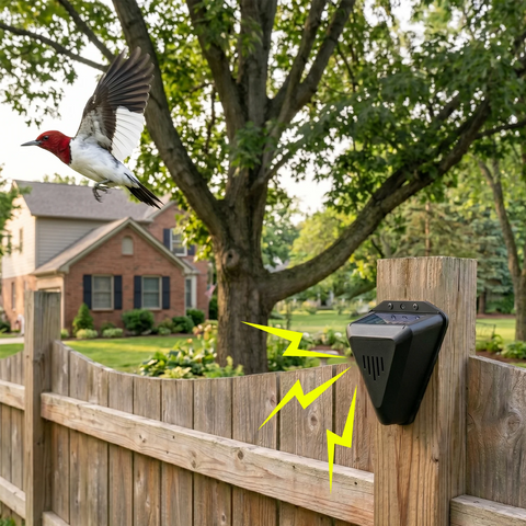 Solar Woodpecker Repeller - 13 Predator Sounds