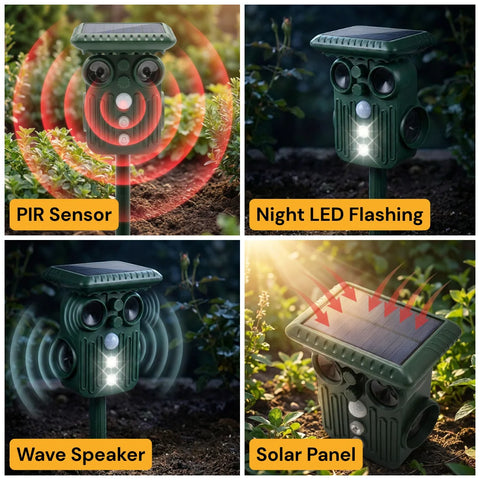 Ultrasonic Solar Mice Repeller - 5 Adjustable Modes