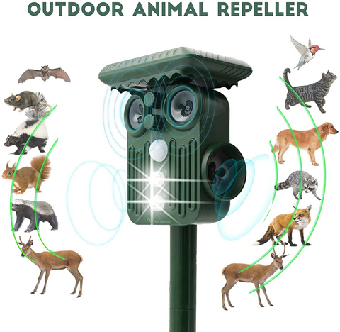 Ultrasonic Solar Deer Repeller PACK OF 2 - 5 Adjustable Modes - Get Rid of Deer in 48 Hours