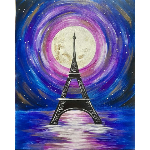 DIY Paint by Numbers Canvas Painting Kit - Purple Moon Night in Paris