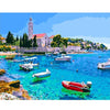 Image of DIY Paint by Numbers Canvas Painting Kit - Boats on The Bay