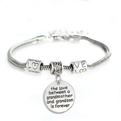 Love Between a Grandmother and Grandson is Forever Bracelet - Personalized Jewelry Gift - 10’’