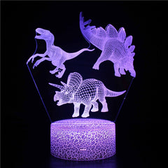 3D Dinosaur Nightlight for Kids 3D Illusion Lamp 16 Colors