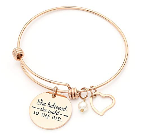 Bangle Bracelet Engraved - She Believed she Could so she did Inspirational - Jewelry