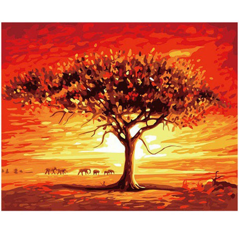 DIY Paint by Numbers Canvas Painting Kit - Burning Tree of Life
