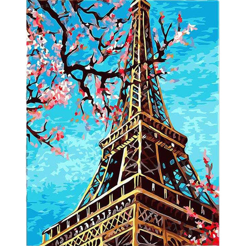 DIY Paint by Numbers Kit - Eiffel Tower Flowers