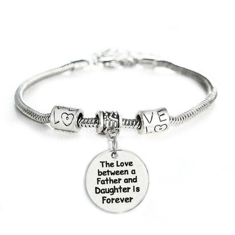 The Love Between a Father and Daughter is Forever Bracelet - Family Jewelry Gift - 10"