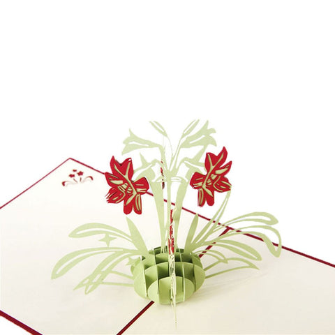 3D Valentine's Day Red Flower Bouquet Pop Up Card and Envelope