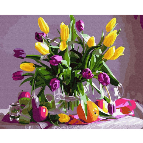 DIY Paint by Numbers Canvas Painting Kit - Colorful Tulips