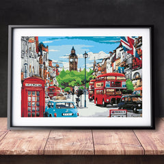 DIY Paint by Numbers Canvas Painting Kit - London City Bus Telephone