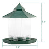 Image of Hanging Bird Feeder for Wild Bird in Garden Yard Outside Decoration, Hexagon Shaped with Roof (Green)