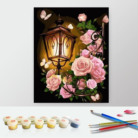 DIY Paint by Numbers Canvas Painting Kit - Roses and Light Porch